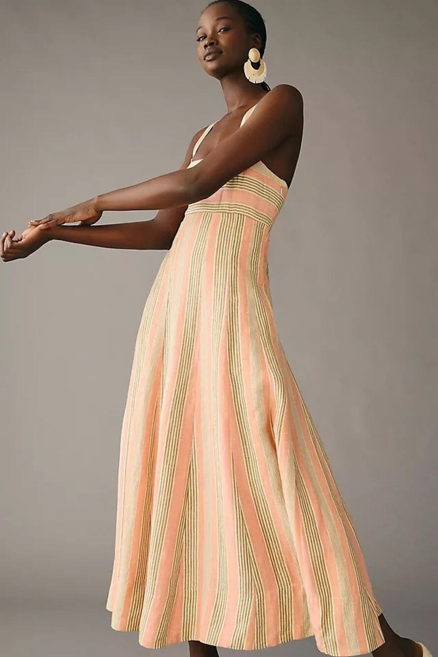 NWT Anthropologie Maeve Square-Neck Tie-Back A-Line Dress Size 0